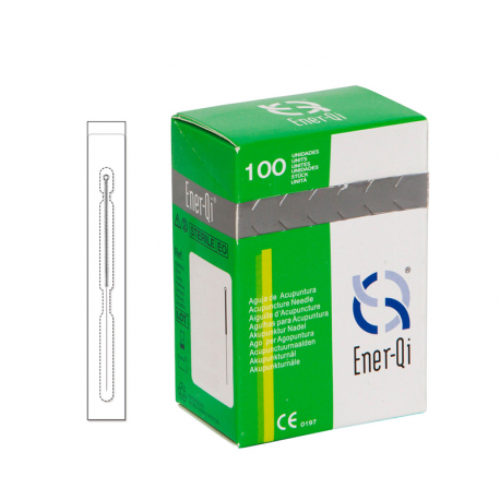 Aguja China plata siliconada sin guía (100) Ener-Qi 0,32x13 mm
