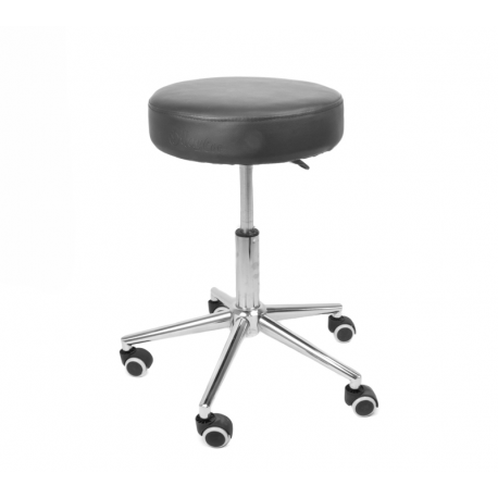 Taburete HC Negro Base Cromada
