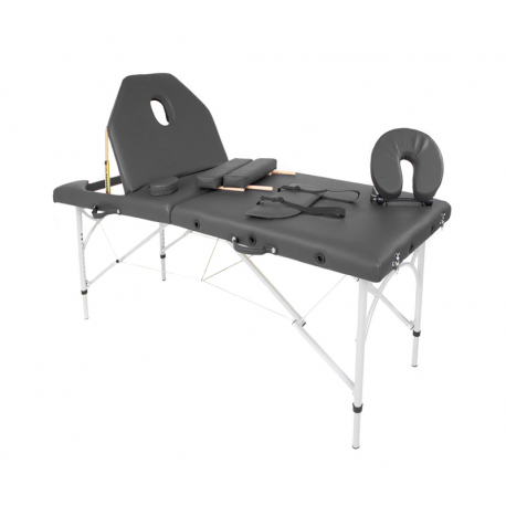 Camilla Plegable Aluminio con respaldo HC Negra 70 x 186 cm