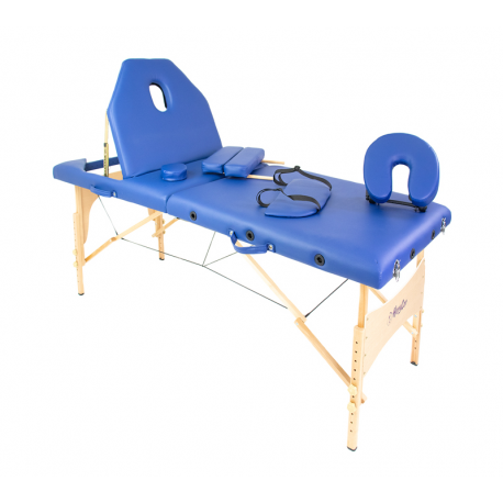 Camilla Plegable Madera con respaldo HC Azul 70 x 186