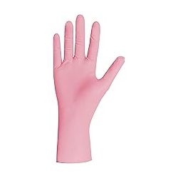 Guantes de nitrilo rosa, caja 100 unid.