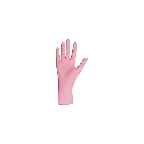 Guantes de nitrilo rosa, caja 100 unid.