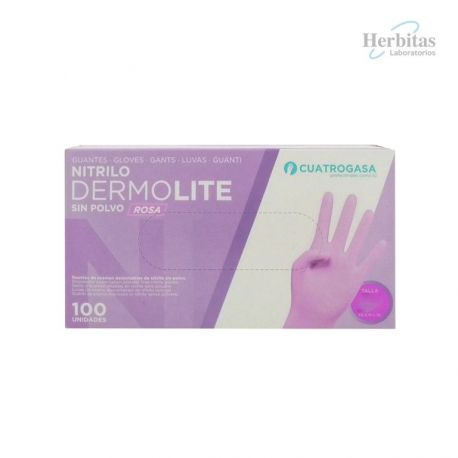 Guantes Nitrilo Cuatrogasa Rosa-XS