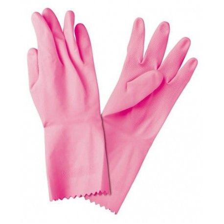 Guante Flocado Rosa, Pack 12 pares