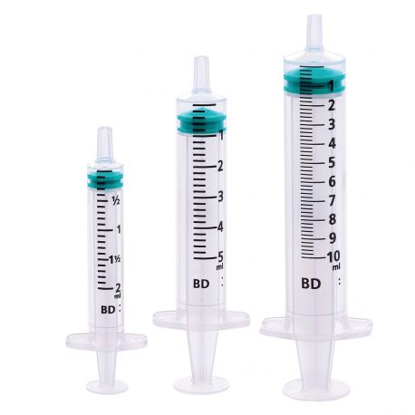 Jeringas desechables de 3 cuerpos sin aguja 5 ml, caja de 100 unid.